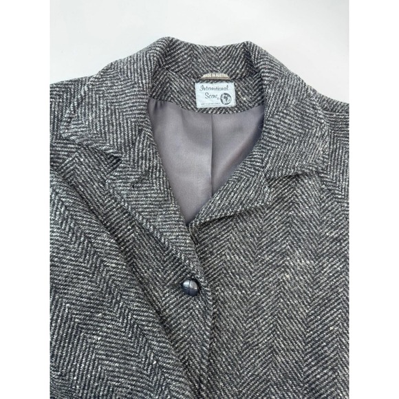 International Scene Jackets & Blazers - Vintage International Scene Herringbone Wool Blend Button Coat Women 7/8 Austria